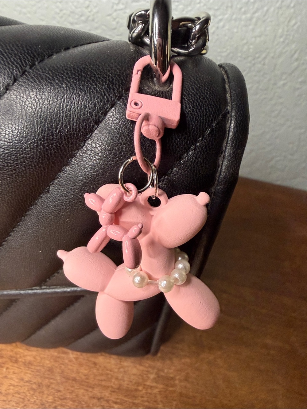 Pink Balloon Dog Keychain Bag Charm